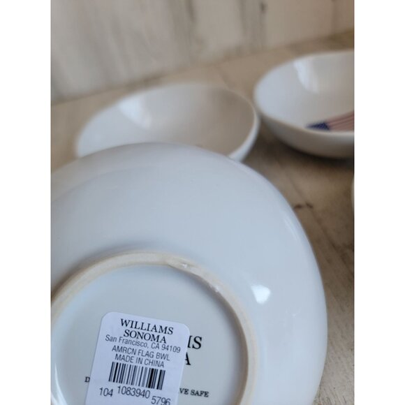 Williams-Sonoma white patriotic American flag‎ bowl set kitchen decor - Picture 5 of 6